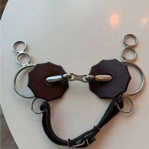 Equestrian Three Ring Elevator horse Bit with French Mouth 5.5”+bit guards+chain